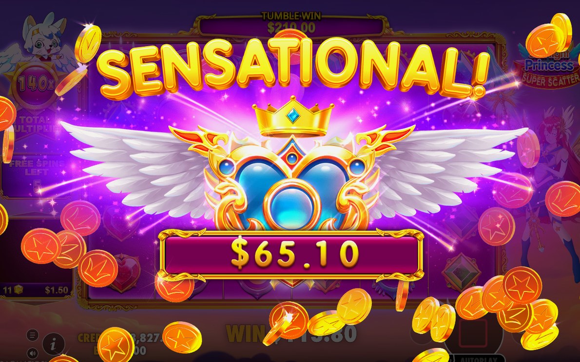 Tumble win after Multiplier Hearts multiply the sequence