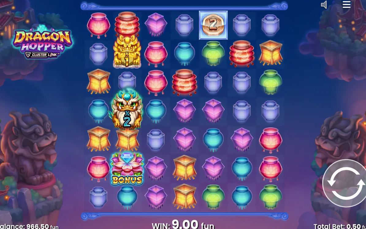 Bonus screen with Bonus symbols on the grid